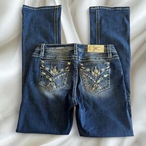 Y2K vintage Miss Me rhinestone low rise denim bootcut jeans grunge country boho